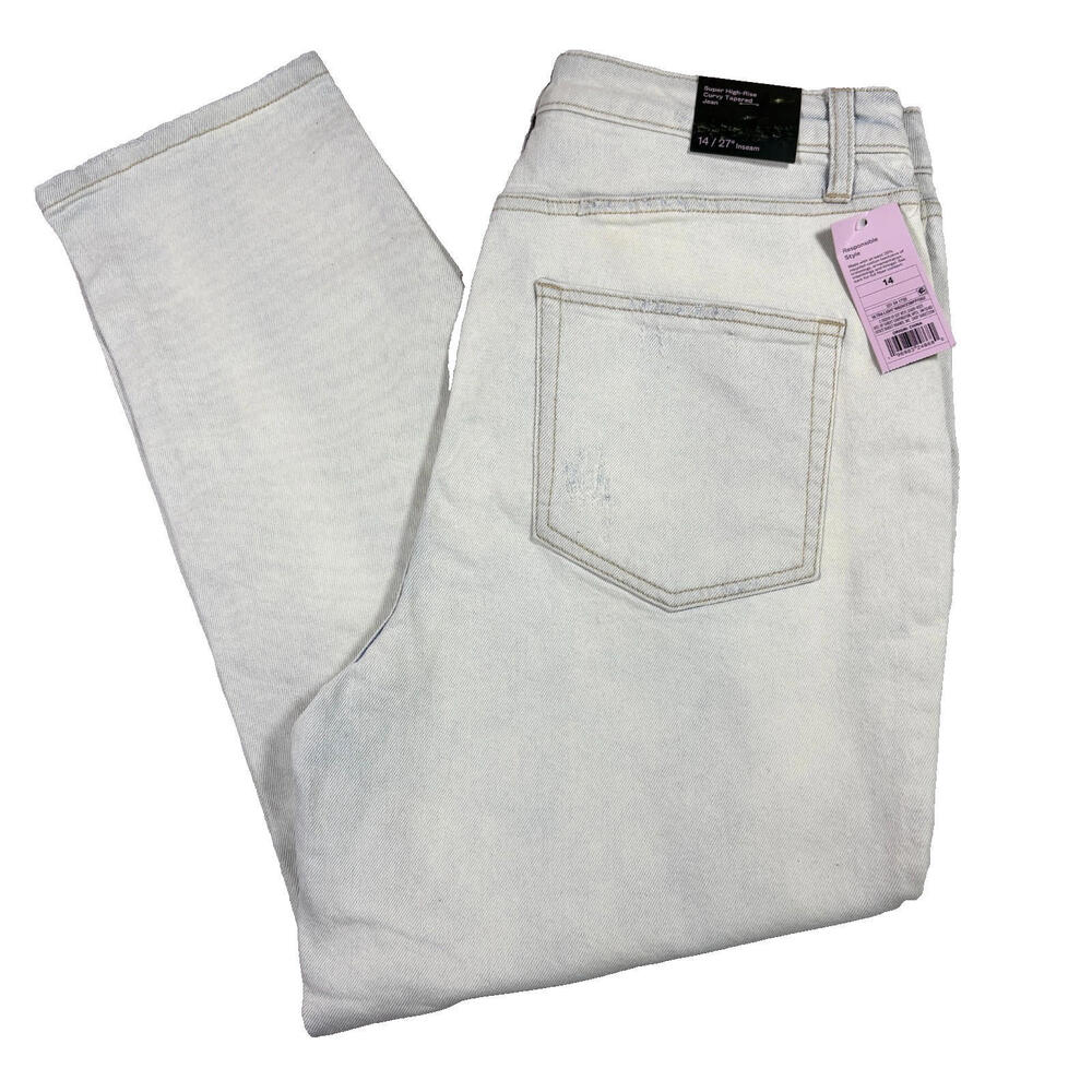 Wild Fable Womens Light Wash Jeans Size 14 NWT Super High Rise Curvy Tapered Y2K